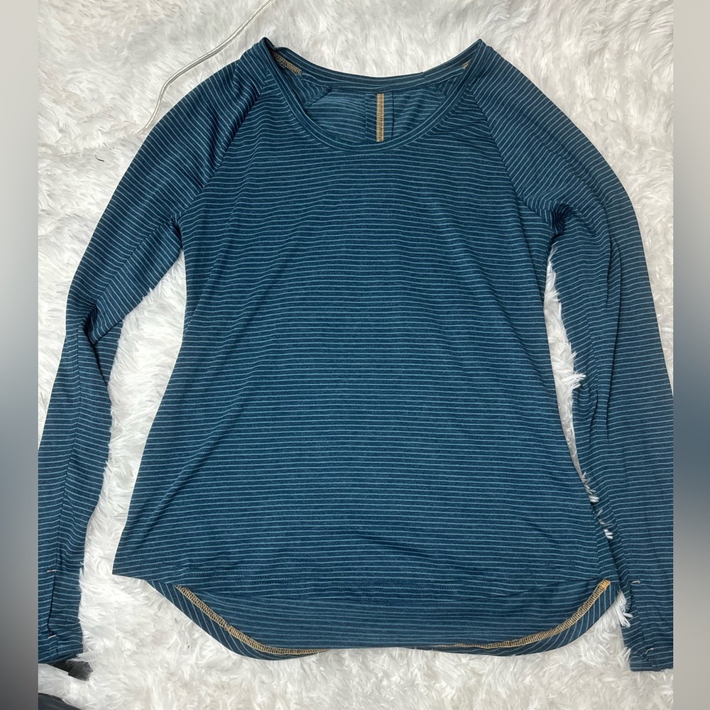 The North Face Teal/Navy Striped Long Sleeve Women's Top